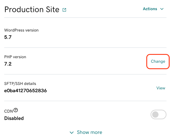 GoDaddy PHP Update