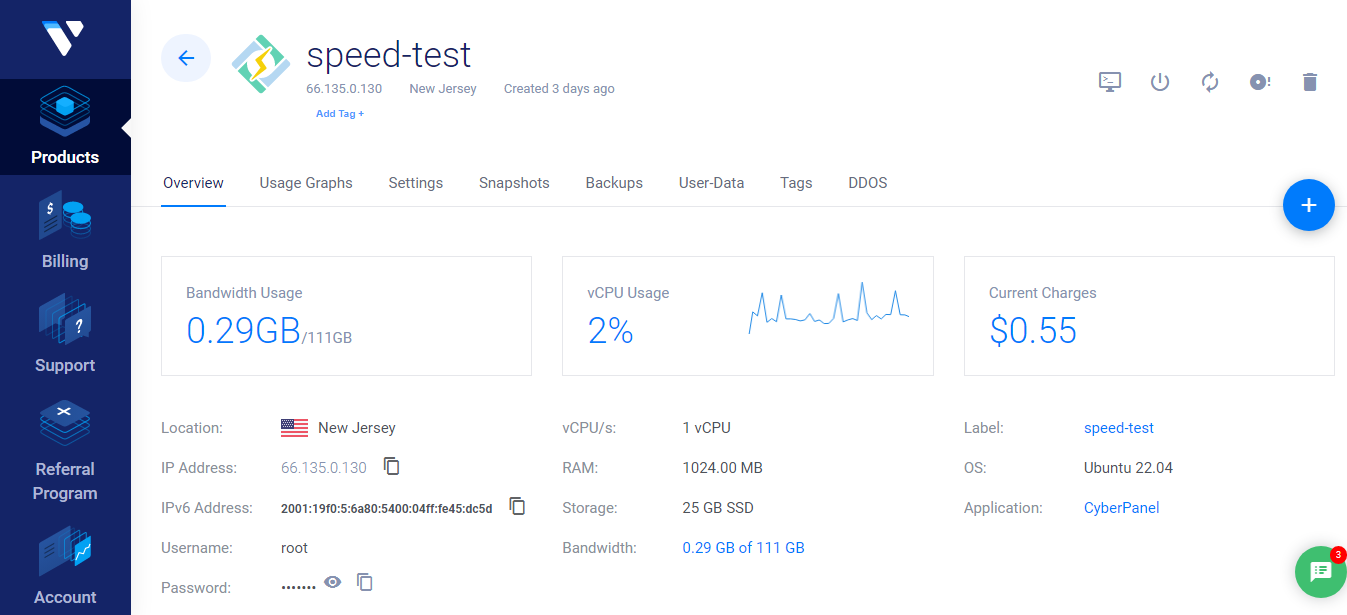 Vultr Dashboard