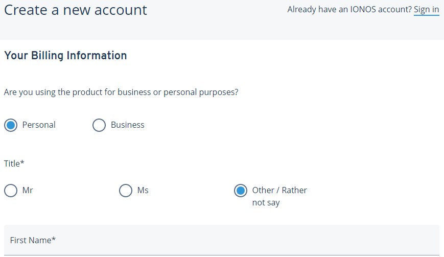 create an new account
