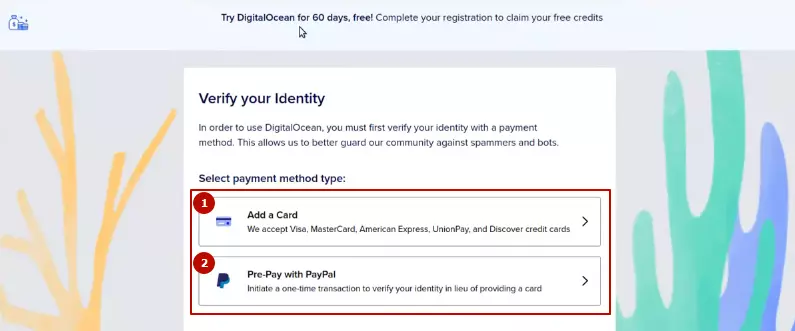 Create your account DigitalOcean 