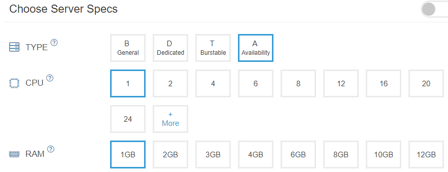 choose server specs